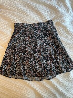 Dynamite Black Skater Skirt with Pink and White Floral Print